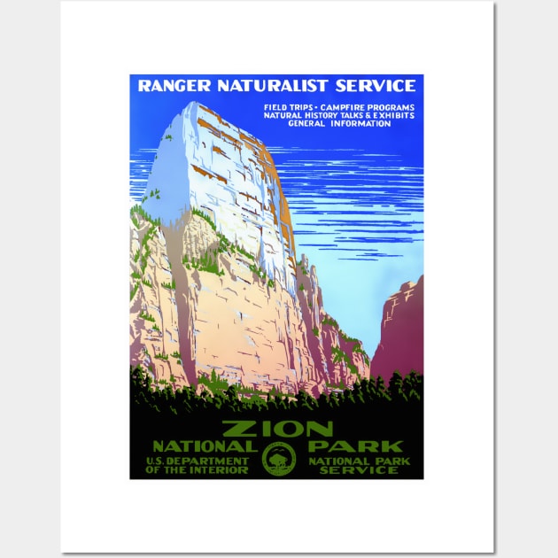 Vintage Travel Poster USA Zion National Park Wall Art by vintagetreasure